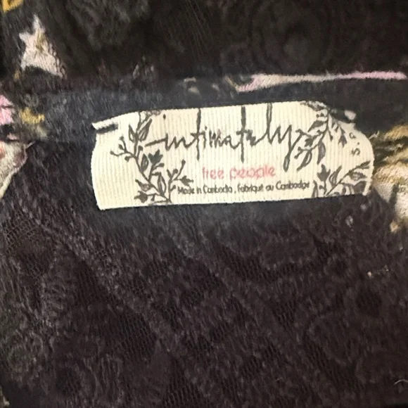 Free People Black Floral Dress boho hippie cottage summer goth resort cover up - Picture 7 of 8